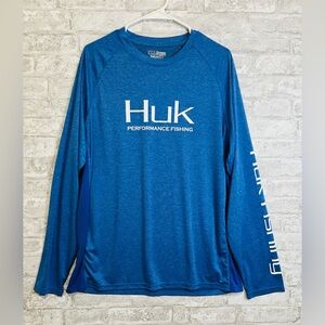 Huk Men's Vented Pursuit Logo Graphic Long-Sleeve Shirt Size XLarge Royal Blue